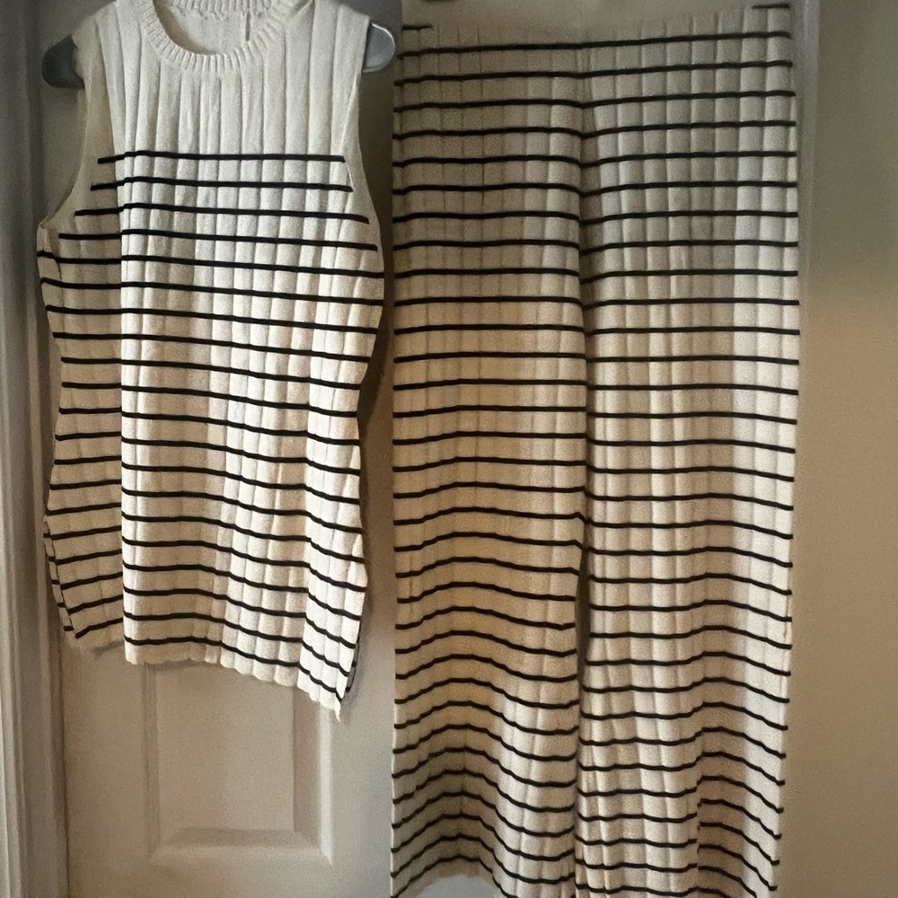 Striped Black and Apricot Women's Pants Set